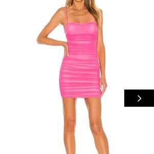 Pink ruched mini dress